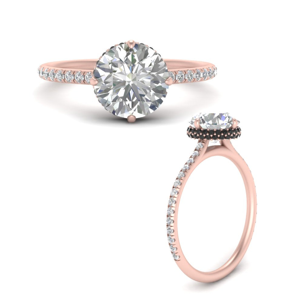 Compass Point Under Halo Engagement Ring