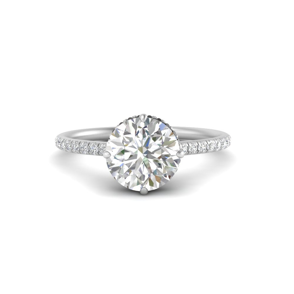 Compass Point Under Halo Engagement Ring