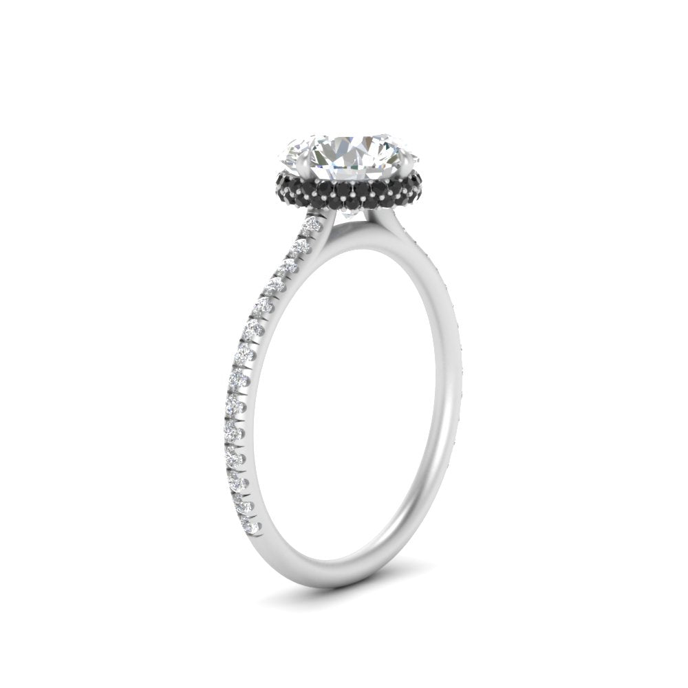 Compass Point Under Halo Engagement Ring