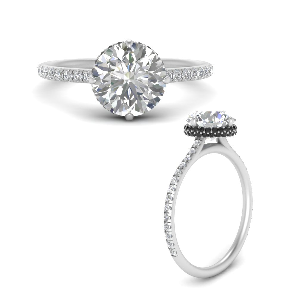 Compass Point Under Halo Engagement Ring