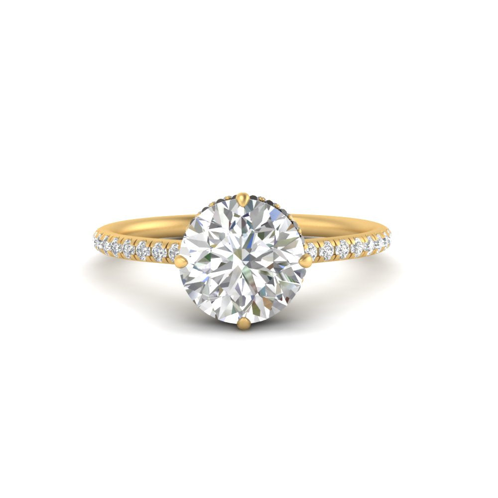 Compass Point Under Halo Engagement Ring