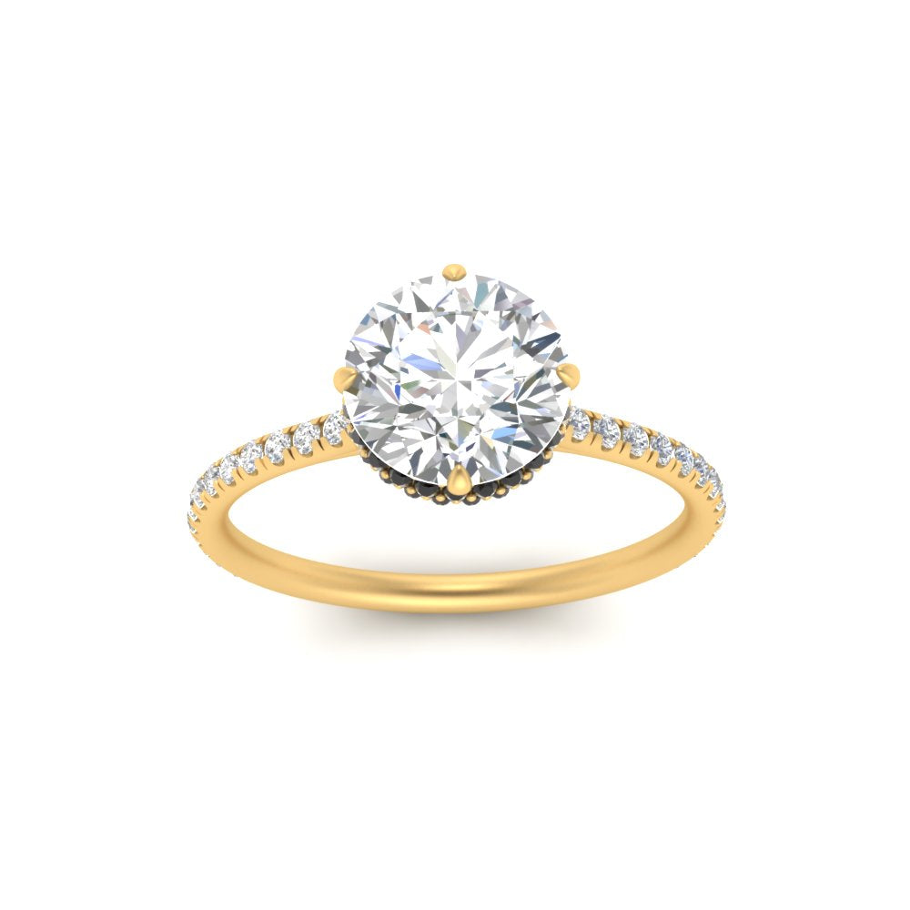Compass Point Under Halo Engagement Ring