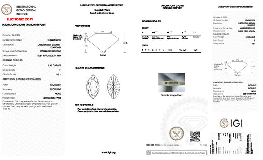 5.45 Carat Marquise Cut  Diamond VS1 F
