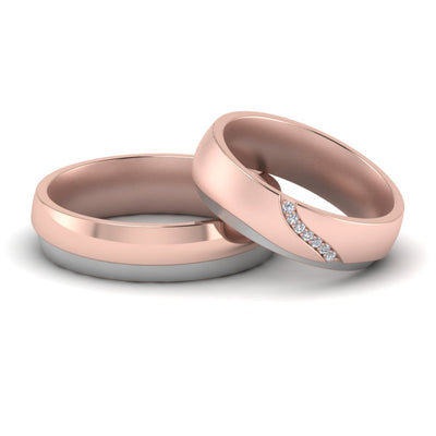 Couples 2 Tone Matching Wedding Bands