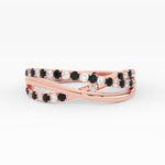 Load image into Gallery viewer, criss-cross-round-diamond-and-black-diamond-half-eternity-band-in-rose-gold-FD11423BGBLACK-NL-RG
