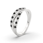 Load image into Gallery viewer, criss-cross-round-diamond-and-black-diamond-half-eternity-band-in-white-gold-FD11423BGBLACK-NL-WG

