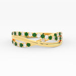 Load image into Gallery viewer, criss-cross-round-diamond-and-emerald-half-eternity-band-in-yellow-gold-FD11423BGEMGR-NL-YG
