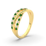 Load image into Gallery viewer, criss-cross-round-diamond-and-emerald-half-eternity-band-in-yellow-gold-FD11423BGEMGR-NL-YG
