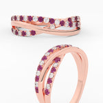 Load image into Gallery viewer, criss-cross-round-diamond-and-pink-sapphire-half-eternity-band-in-rose-gold-FD11423BGSADRPI-NL-RG
