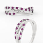Load image into Gallery viewer, criss-cross-round-diamond-and-pink-sapphire-half-eternity-band-in-white-gold-FD11423BGSADRPI-NL-WG
