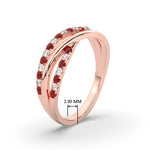 Load image into Gallery viewer, criss-cross-round-diamond-and-ruby-half-eternity-band-in-rose-gold-FD11423BGRUDR-NL-RG
