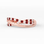 Load image into Gallery viewer, criss-cross-round-diamond-and-ruby-half-eternity-band-in-rose-gold-FD11423BGRUDR-NL-RG
