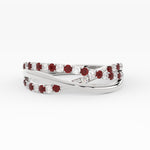 Load image into Gallery viewer, criss-cross-round-diamond-and-ruby-half-eternity-band-in-white-gold-FD11423BGRUDR-NL-WG
