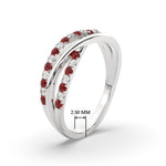 Load image into Gallery viewer, criss-cross-round-diamond-and-ruby-half-eternity-band-in-white-gold-FD11423BGRUDR-NL-WG
