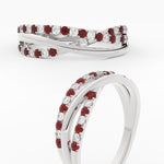 Load image into Gallery viewer, criss-cross-round-diamond-and-ruby-half-eternity-band-in-white-gold-FD11423BGRUDR-NL-WG
