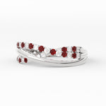 Load image into Gallery viewer, criss-cross-round-diamond-and-ruby-half-eternity-band-in-white-gold-FD11423BGRUDR-NL-WG

