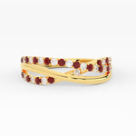 Load image into Gallery viewer, criss-cross-round-diamond-and-ruby-half-eternity-band-in-yellow-gold-FD11423BGRUDR-NL-YG
