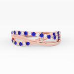 Load image into Gallery viewer, criss-cross-round-diamond-and-sapphire-half-eternity-band-in-rose-gold-FD11423BGSABL-NL-RG
