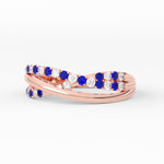 Load image into Gallery viewer, criss-cross-round-diamond-and-sapphire-half-eternity-band-in-rose-gold-FD11423BGSABL-NL-RG
