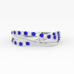 Load image into Gallery viewer, criss-cross-round-diamond-and-sapphire-half-eternity-band-in-white-gold-FD11423BGSABL-NL-WG

