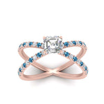 Load image into Gallery viewer, cross-band-asscher-cut-engagment-ring-with-blue-topaz-rose-gold-FD9890ASRGICBLTOANGLE5-NL-RG.jpg?v=1760525697
