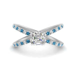 Load image into Gallery viewer, cross-band-asscher-cut-engagment-ring-with-blue-topaz-white-gold-FD9890ASRGICBLTO-NL-WG.jpg?v=1760525697
