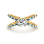 Load image into Gallery viewer, cross-band-asscher-cut-engagment-ring-with-blue-topaz-yellow-gold-FD9890ASRGICBLTO-NL-YG.jpg?v=1760525697
