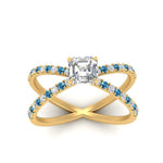 Load image into Gallery viewer, cross-band-asscher-cut-engagment-ring-with-blue-topaz-yellow-gold-FD9890ASRGICBLTOANGLE5-NL-YG.jpg?v=1760525697
