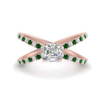 Load image into Gallery viewer, cross-band-asscher-cut-engagment-ring-with-emerald-rose-gold-FD9890ASRGEMGR-NL-RG.jpg?v=1760525697
