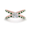 Load image into Gallery viewer, cross-band-asscher-cut-engagment-ring-with-emerald-rose-gold-FD9890ASRGEMGR-NL-RG_b388f638-152b-4c5d-815e-98180c825a45.jpg?v=1760525862