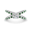 Load image into Gallery viewer, cross-band-asscher-cut-engagment-ring-with-emerald-white-gold-FD9890ASRGEMGR-NL-WG.jpg?v=1760525697