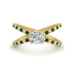 Load image into Gallery viewer, cross-band-asscher-cut-engagment-ring-with-emerald-yellow-gold-FD9890ASRGEMGR-NL-YG.jpg?v=1760525697
