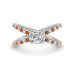 Load image into Gallery viewer, cross-band-asscher-cut-engagment-ring-with-orange-sapphire-white-gold-FD9890ASRGSAOR-NL-WG.jpg?v=1760525697
