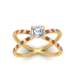 Load image into Gallery viewer, cross-band-asscher-cut-engagment-ring-with-orange-sapphire-yellow-gold-FD9890ASRGSAORANGLE5-NL-YG.jpg?v=1760525697
