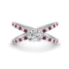 Load image into Gallery viewer, cross-band-asscher-cut-engagment-ring-with-pink-sapphire-white-gold-FD9890ASRGSADRPI-NL-WG_7d71d1e6-7a3a-48b4-9c93-d2e7a3a7dff2.jpg?v=1760525861