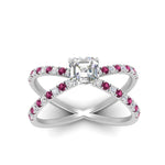 Load image into Gallery viewer, cross-band-asscher-cut-engagment-ring-with-pink-sapphire-white-gold-FD9890ASRGSADRPIANGLE5-NL-WG.jpg?v=1760525697
