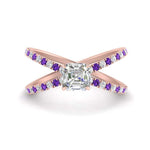 Load image into Gallery viewer, cross-band-asscher-cut-engagment-ring-with-purple-topaz-rose-gold-FD9890ASRGVITO-NL-RG.jpg?v=1760525697
