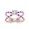 Load image into Gallery viewer, cross-band-asscher-cut-engagment-ring-with-purple-topaz-rose-gold-FD9890ASRGVITOANGLE5-NL-RG.jpg?v=1760525697