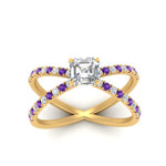 Load image into Gallery viewer, cross-band-asscher-cut-engagment-ring-with-purple-topaz-yellow-gold-FD9890ASRGVITOANGLE5-NL-YG.jpg?v=1760525698
