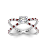 Load image into Gallery viewer, cross-band-asscher-cut-engagment-ring-with-ruby-white-gold-FD9890ASRGRUDRANGLE5-NL-WG.jpg?v=1760525697
