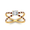 Load image into Gallery viewer, cross-band-asscher-cut-engagment-ring-with-ruby-yellow-gold-FD9890ASRGRUDRANGLE5-NL-YG_30c0b082-12ba-4614-8341-3cc65845c5e2.jpg?v=1760525862