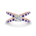 Load image into Gallery viewer, cross-band-asscher-cut-engagment-ring-with-sapphire-rose-gold-FD9890ASRGSABL-NL-RG.jpg?v=1760525697
