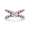 Load image into Gallery viewer, cross-band-asscher-cut-engagment-ring-with-sapphire-rose-gold-FD9890ASRGSABL-NL-RG_b09c536f-b416-474b-a59e-31647288b6db.jpg?v=1760525861