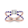 Load image into Gallery viewer, cross-band-asscher-cut-engagment-ring-with-sapphire-rose-gold-FD9890ASRGSABLANGLE5-NL-RG.jpg?v=1760525697