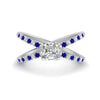 Load image into Gallery viewer, cross-band-asscher-cut-engagment-ring-with-sapphire-white-gold-FD9890ASRGSABL-NL-WG.jpg?v=1760525697