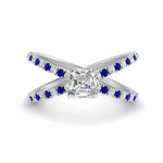 Load image into Gallery viewer, cross-band-asscher-cut-engagment-ring-with-sapphire-white-gold-FD9890ASRGSABL-NL-WG.jpg?v=1760525697
