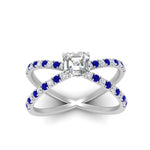 Load image into Gallery viewer, cross-band-asscher-cut-engagment-ring-with-sapphire-white-gold-FD9890ASRGSABLANGLE5-NL-WG.jpg?v=1760525697
