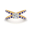 Load image into Gallery viewer, cross-band-asscher-cut-engagment-ring-with-sapphire-yellow-gold-FD9890ASRGSABL-NL-YG.jpg?v=1760525697