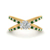 Load image into Gallery viewer, cross-band-cushion-cut-engagment-ring-with-emerald-yellow-gold-FD9890CURGEMGR-NL-YG_d534d3b5-8f09-4df1-9c30-3ce373407295.jpg?v=1760525946