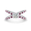Load image into Gallery viewer, cross-band-cushion-cut-engagment-ring-with-pink-sapphire-white-gold-FD9890CURGSADRPI-NL-WG_245f109c-1558-44f7-959f-26acce1fb56b.jpg?v=1760525870